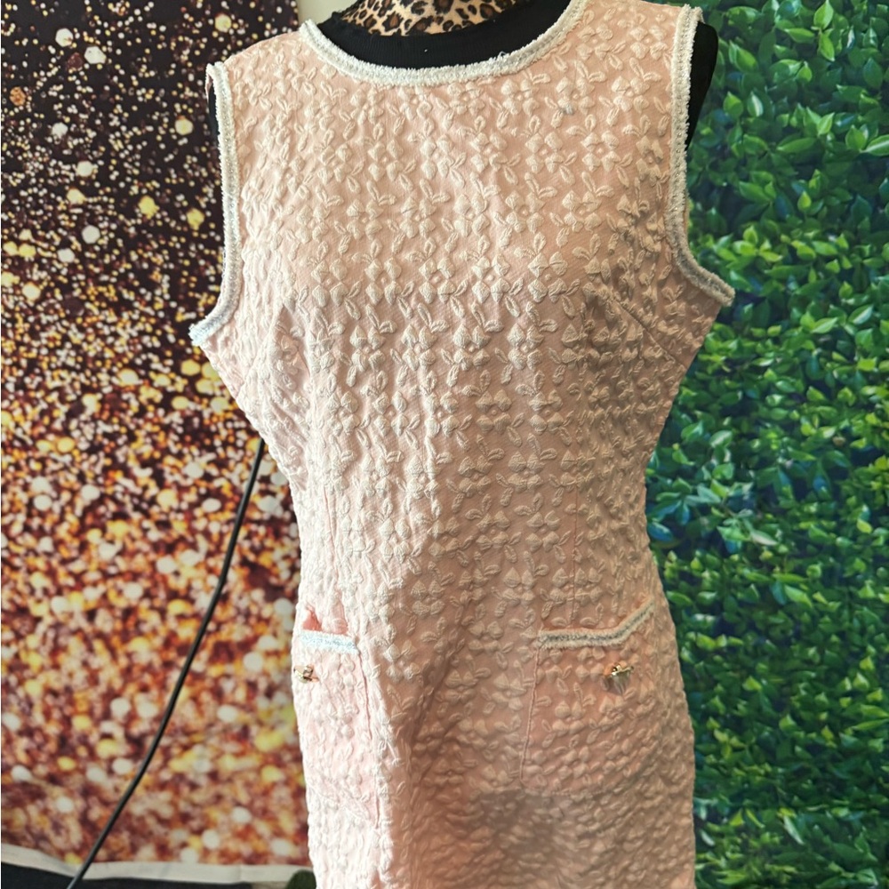 Sleeveless Pink Textured Mini Dress